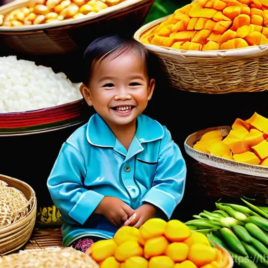 지역생산의 사회적 가치 창출 - **Vibrant Community Market Scene in Thailand**
    "A bustling, sun-drenched Thai local market (Tala...