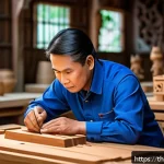 Home 18 지역생산의 도전 과제 - A traditional Thai artisan workshop blending modern CNC woodworking machines with skilled craftsmen ...